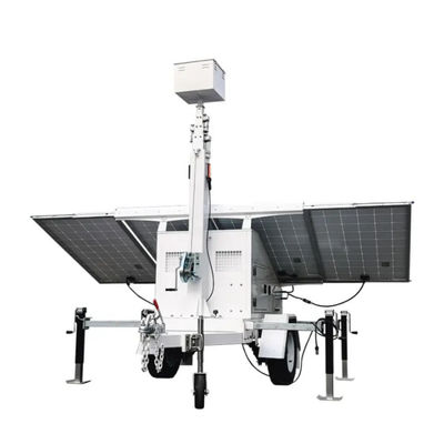 Beli Daya beban 1KW yang kuat LED Solar Tower Light dengan tiang hidrolik 6m dan operasi nol kebisingan pembuatan online