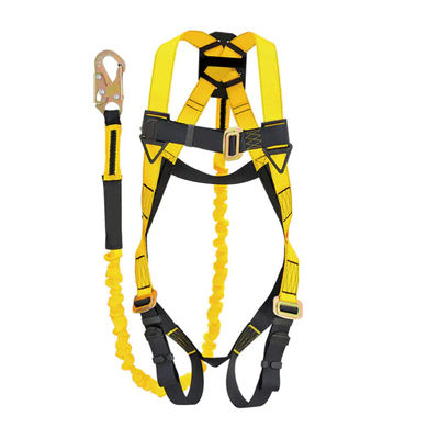 Harga yang bagus Keselamatan Body Harness Kuning Hitam 45mm ANSI Full Body Harness Dengan Lanyard on line