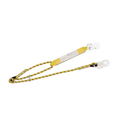 Harga yang bagus 1460 hingga 1988mm Lanyard Keamanan yang disesuaikan dengan tali kernmantle dan absorber energi kuning untuk menghentikan jatuh on line