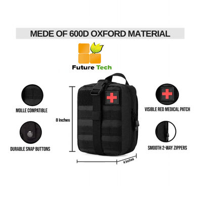 Harga yang bagus 600D Oxford Fabric First Aid Kit Emergency Bag CE/ISO13485 Sertifikasi untuk penggunaan medis taktis di luar ruangan on line