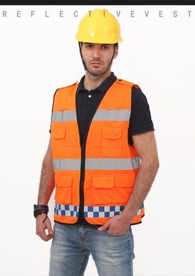 Harga yang bagus 100% Polyester Pekerja Oranye Rompi Reflektif Keselamatan Rompi Tahan Api Rompi Hi Vis Untuk Keamanan Pribadi on line