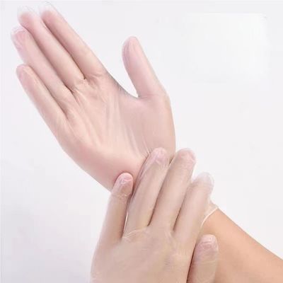 Harga yang bagus CE EN455 Sertifikasi Sarung tangan PVC transparan sekali pakai dengan ukuran yang dapat disesuaikan untuk pekerjaan keselamatan on line