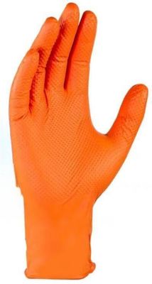 Harga yang bagus 8.0gr Sarung tangan sekali pakai dengan pola berlian nitril EN374-3 / EN374-4 Sarung tangan keselamatan bersertifikat on line
