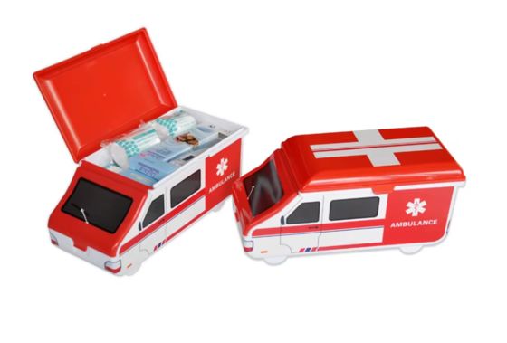 Harga yang bagus Kit pertolongan pertama berbentuk ambulans dengan tubuh plastik ABS dan ukuran kompak 230x105x100mm untuk penggunaan darurat on line